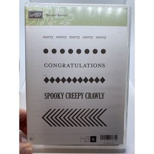 Stampin Up BORDER BANTER Stamps Merry Dots Congrats Spooky Creepy Crawly RETIRED